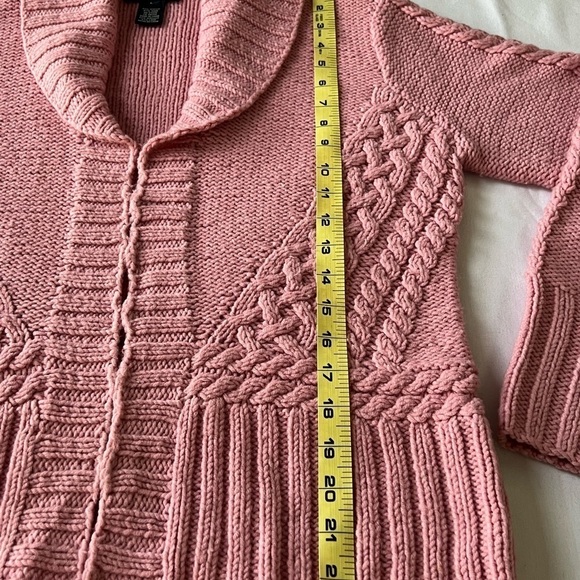 Jones New York Signature Pink Wool Blend Hand Knit Size LG Cardigan Sweater - Picture 4 of 5